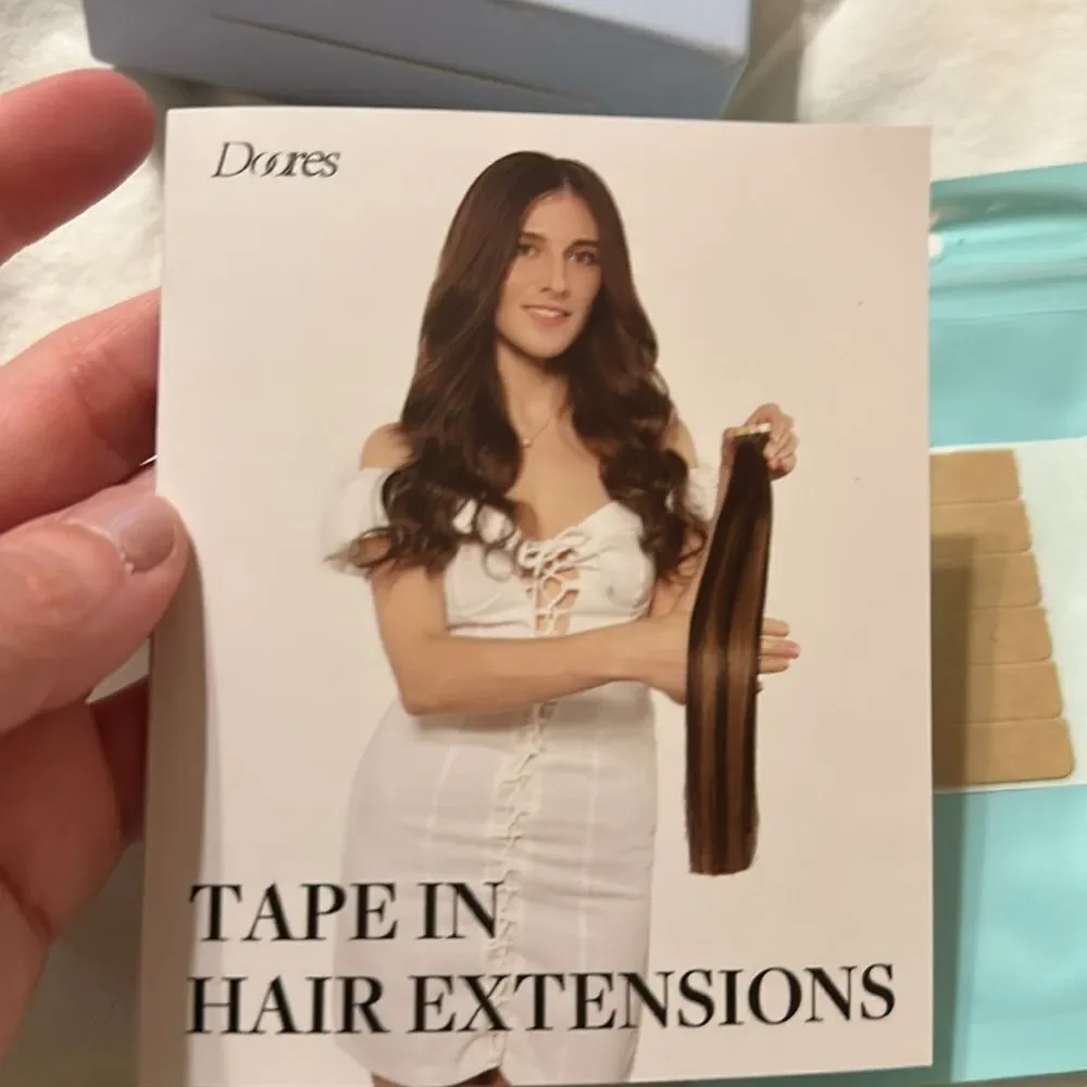 NEW DOORES Tape Hair Extensions Brown Color 20 Inch 100% HUMAN HAIR